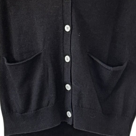 Fat Face Wool Blend Grandpa Cardigan Black 2 Pockets Grandma Women's Size 8 - Picture 2 of 9